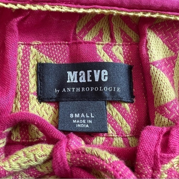 Anthropologie Maeve Dominique Ruffled Tunic Dress Pink Combo Size S NEW - Picture 11 of 15